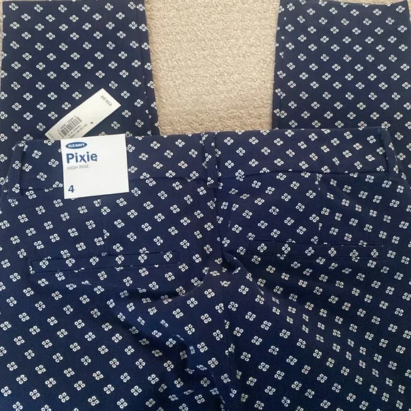 OLD NAVY Pixie High Rise Pants Size 4 NWT Secret-Slim Pockets Cotton Blend Navy - Picture 7 of 15